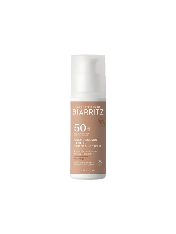 Crème solaire visage teintée bio SPF50 Beige 50ml Laboratoires De Biarritz Herboristerie de Paris