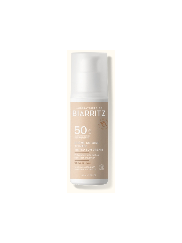 Crème solaire visage teintée bio SPF50 Ivoire 50ml Laboratoires De Biarritz Herboristerie de Paris