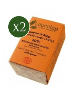 Lot de 2 savons d'Alep à l'Argile Rouge 150g Lauralep Herboristerie de Paris