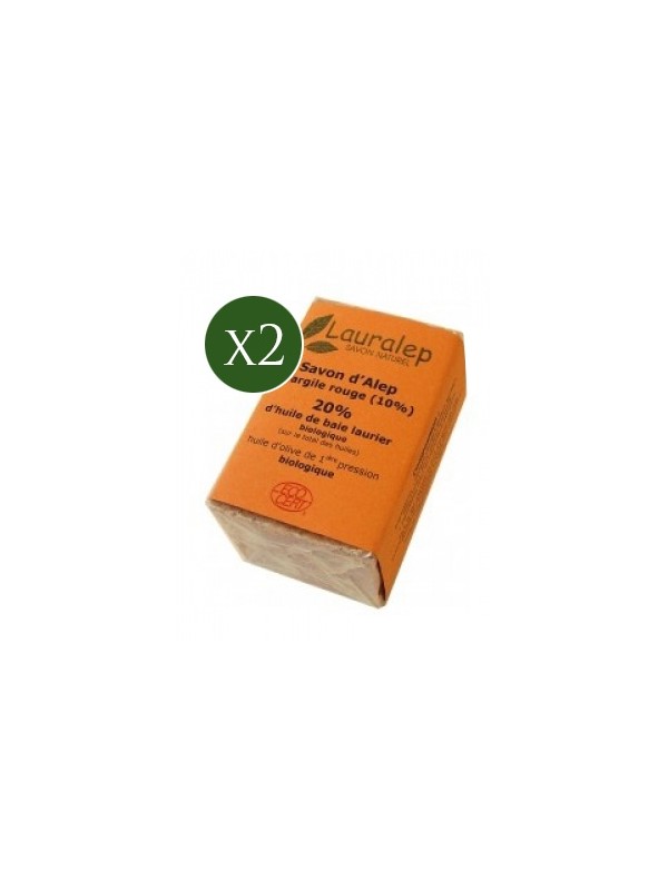 Lot de 2 savons d'Alep à l'Argile Rouge 150g Lauralep Herboristerie de Paris