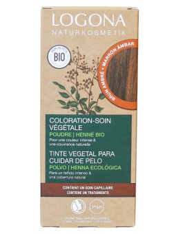Coloration soin végétale Brun ambré 100g Logona Herboristerie de Paris reflets noisette cuivrés