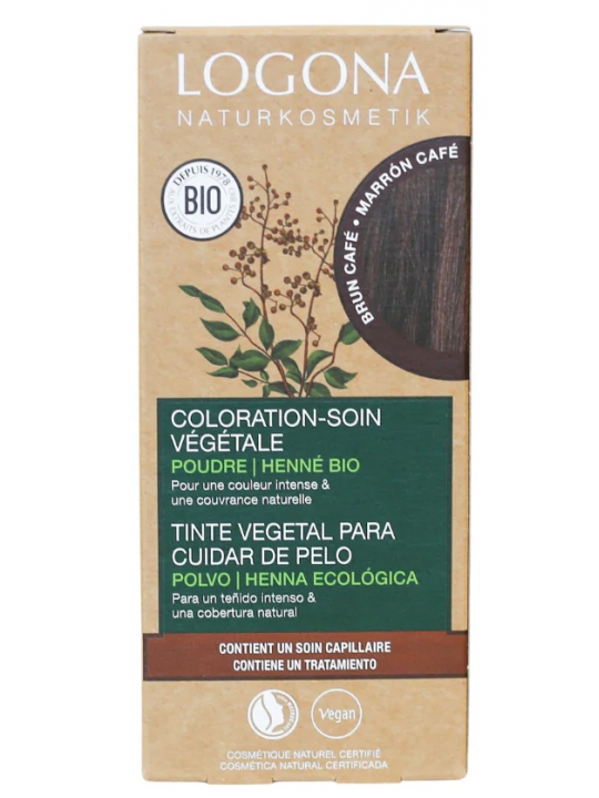 Coloration soin végétale Brun Café 100g Logona Herboristerie de Paris chatain moyen et sombre