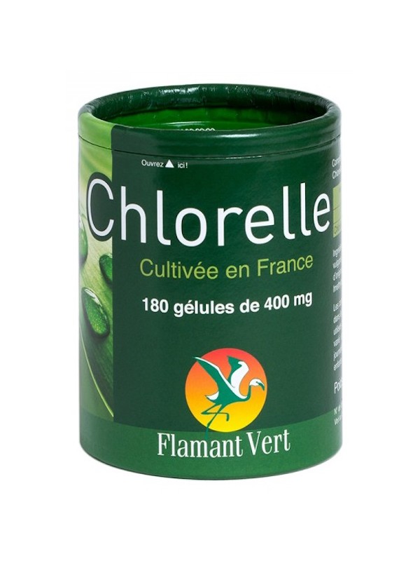 Chlorelle chlorella 180 gélules de 400 mg Flamant Vert Herboristerie de paris