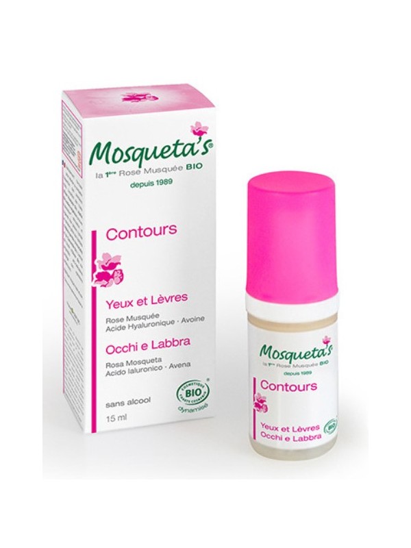 Contours yeux et lèvres Rose Musquée Acide hyaluronique Avoine 15ml Mosqueta's Herboristerie de Paris