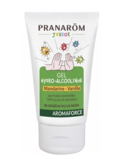 Gel hydro alcoolique Junior Mandarine Vanille 50ml Pranarom Herboristerie de Paris