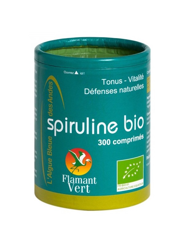 Flamant vert Spiruline bio 300 comprimés - spiruline certifié Ecocert Herboristerie de paris