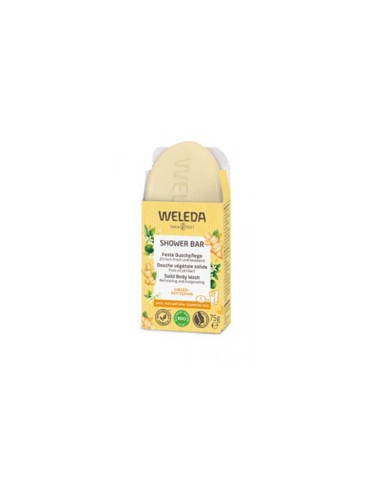 Gel douche végétale solide Ginger Petitgrain 75g Weleda Herboristerie de Paris