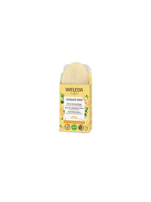 Gel douche végétale solide Ginger Petitgrain 75g Weleda Herboristerie de Paris