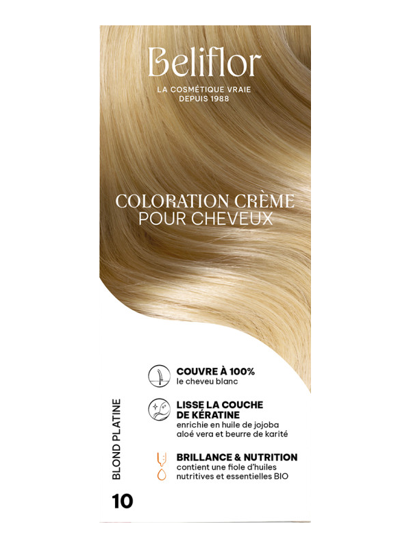 Coloration Crème pour Cheveux 10 Blond Platine Beliflor Herboristerie de Paris