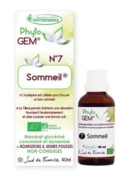 PHYTOGEM N° 7 SOMMEIL BIO 40ml Phytofrance relaxation bras de morphée herboristerie de paris