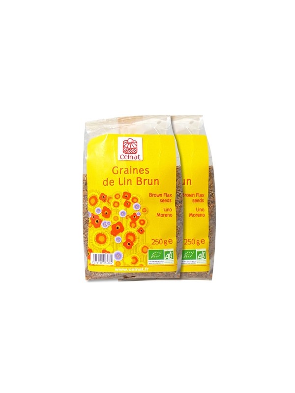 Lot de 2 paquets de graines de lin brun 250g Celnat Herboristerie de Paris