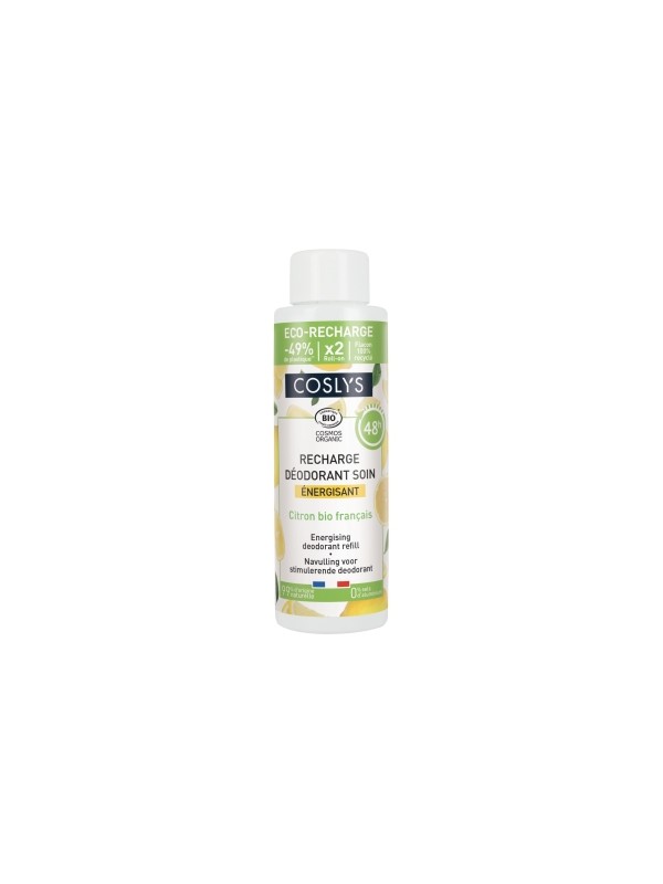 Recharge déodorant soin énergisant citron bio 100ml Coslys Herboristerie de Paris
