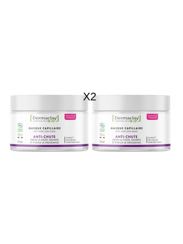 Lot de 2 Masque capillaire anti chute 2 x 125ml Dermaclay  Herboristerie de Paris