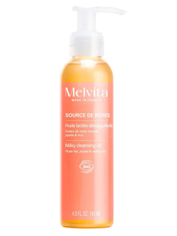 Huile lactée démaquillante Source de roses 145ml Melvita Herboristerie de Paris rose de damas rosier muscat jojoba