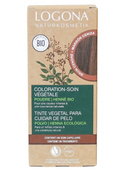 Coloration soin végétale Brun Cendré 100g Logona Herboristerie de Paris reflets cendrés froids