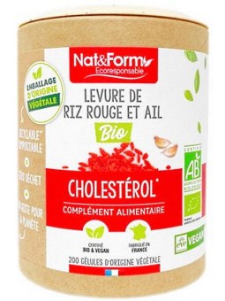 Levure de riz rouge et Ail bio 200 gélules Nat et Form 6 mois de cure cholestérol fonction circulatoire Herboristerie de paris
