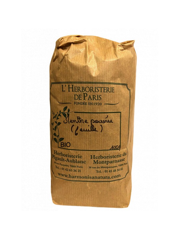 tisane Menthe Poivrée feuilles entières BIO 100g Herboristerie de Paris tisane vrac menthe poivrée infusion