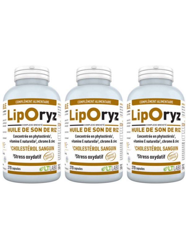 Liporyz Lot de 3 x 270 capsules LT Labo huile de son de riz Herboristerie de paris