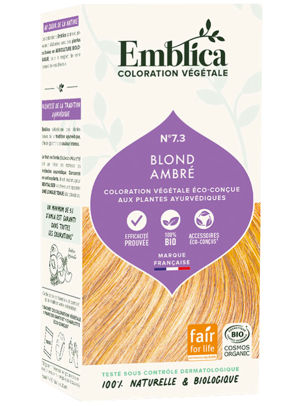 Coloration végétale Blond ambré 7.3 Emblica Herboristerie de Paris