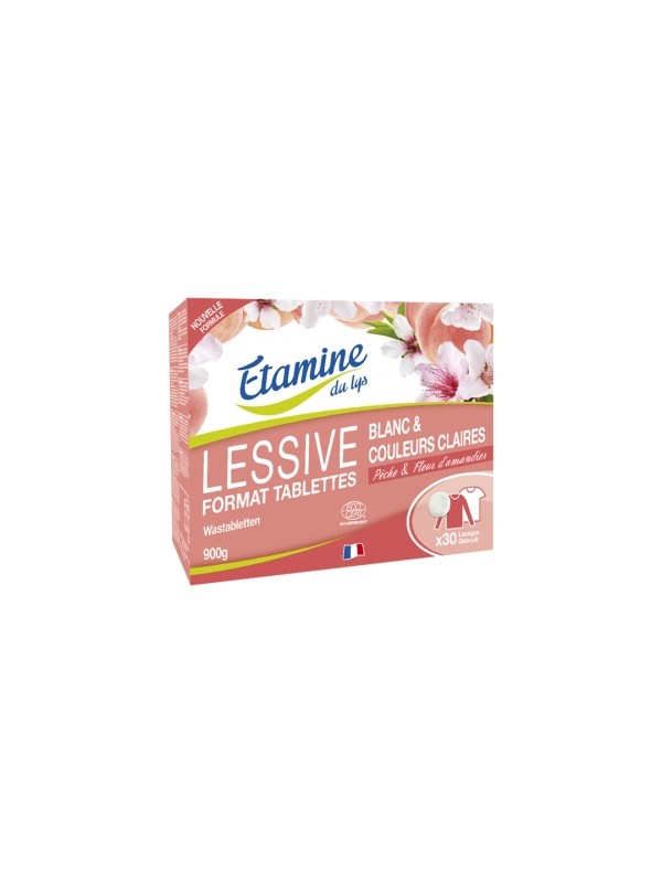 30 tablette lessive spéciale linge blanc Pàªche et Fleur d'amandier Etamine du Lys Herboristerie de Paris