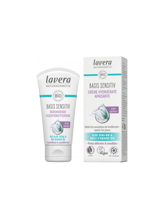 Crème hydratante apaisante Basis sensitiv 50ml Lavera Herboristerie de Paris huile d'amande douce karité