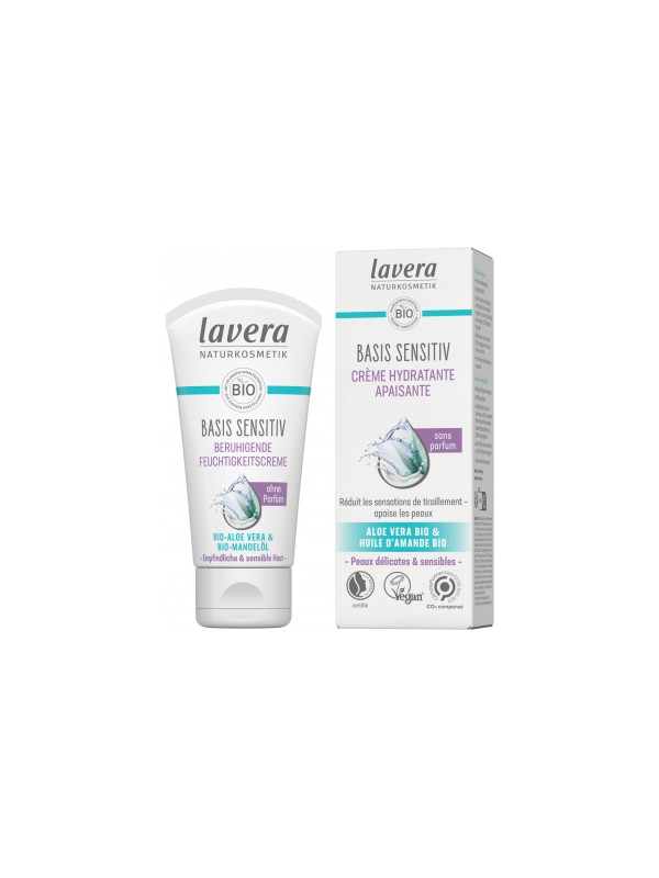 Crème hydratante apaisante Basis sensitiv 50ml Lavera Herboristerie de Paris huile d'amande douce karité