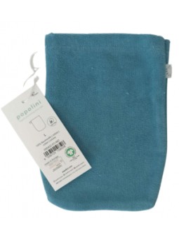 1 gant de toilette adulte en coton biologique Bleu Vintage Popolini Herboristerie de Paris