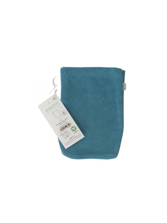 1 gant de toilette adulte en coton biologique Bleu Vintage Popolini Herboristerie de Paris