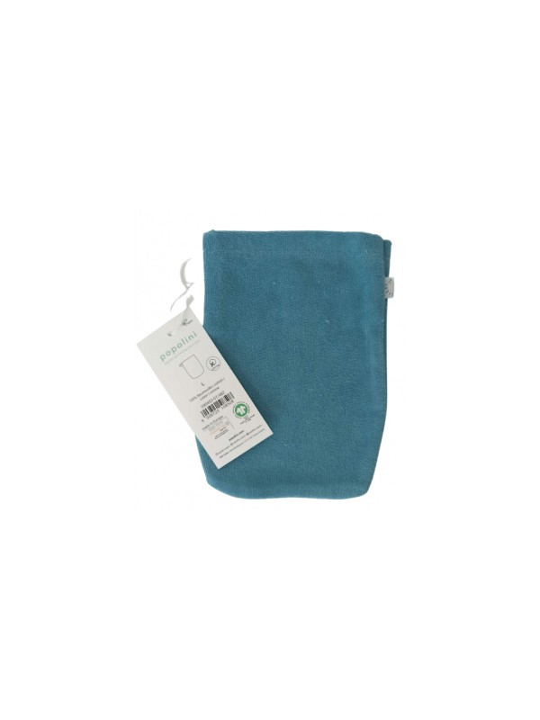 1 gant de toilette adulte en coton biologique Bleu Vintage Popolini Herboristerie de Paris