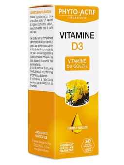 Vitamine D3 Flacon compte gouttes 15ml Phyto-Actif Herboristerie de Paris immunité