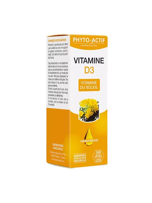 Vitamine D3 Flacon compte gouttes 15ml Phyto-Actif Herboristerie de Paris immunité