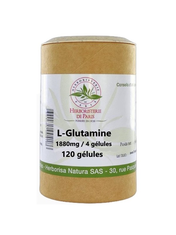 L Glutamine 120 Gélules Herboristerie de Paris 4 gélules par jour vous apportent : L-Glutamine : 1,88g