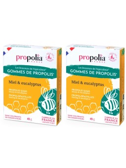 Gommes de Propolis Miel Eucalyptus Lot de 2 boîtes de 45g Propolia Herboristerie de paris