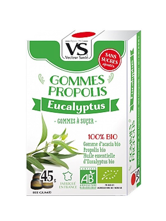 Gommes Propolis et Eucalyptus 45g Vecteur et Santé gommes à sucer aide la santé respiratoire Herboristerie de paris
