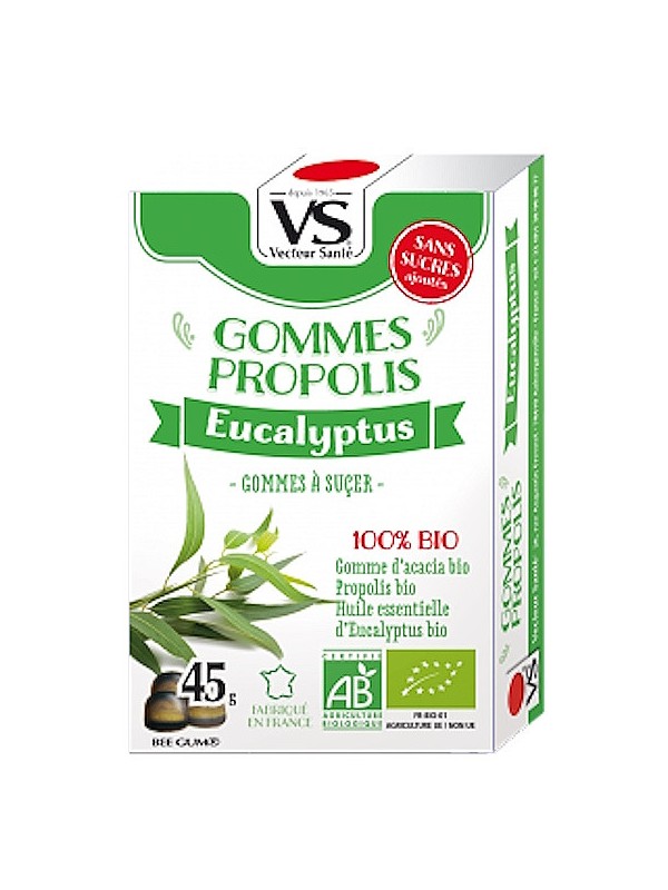 Gommes Propolis et Eucalyptus 45g Vecteur et Santé gommes à sucer aide la santé respiratoire Herboristerie de paris