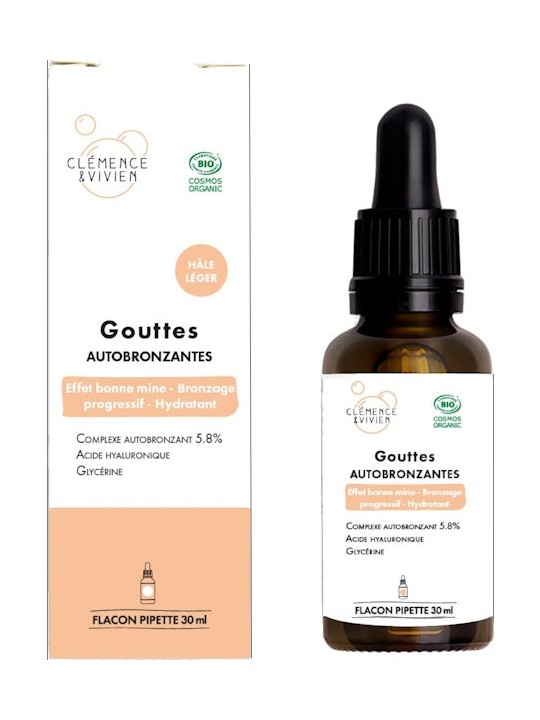 Gouttes autobronzantes hâle léger 30ml Clémence et Vivien complexe autobronzant Herboristerie de paris