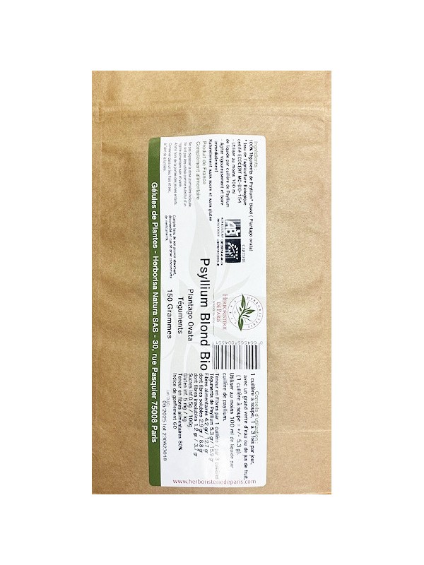 Psyllium blond Ispaghul bio 150 gr Herboristerie de Paris fibres solubles transit intestinal digestion