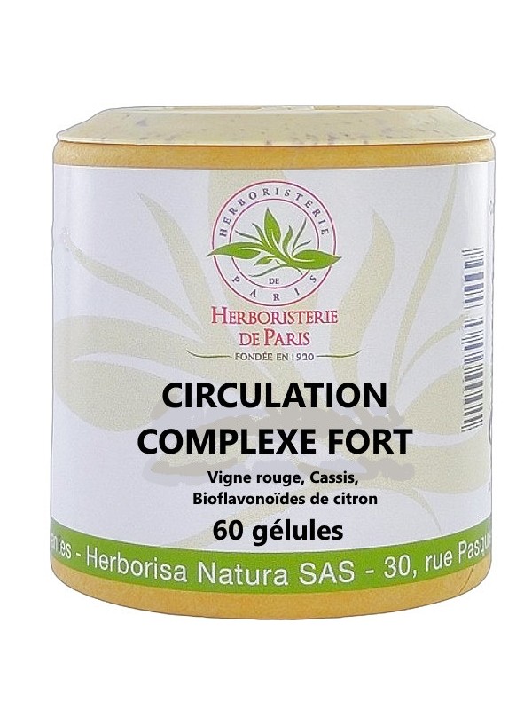 Circulation complexe fort 60 gélules Herboristerie de Paris circulation sanguine vigne rouge myrtille cassis