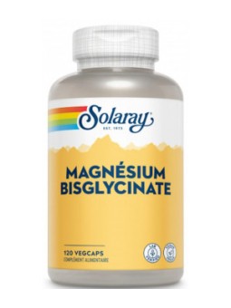 Bisglycinate de Magnésium 120 gélules Solaray aide à réduire la fatigue Herboristerie de paris