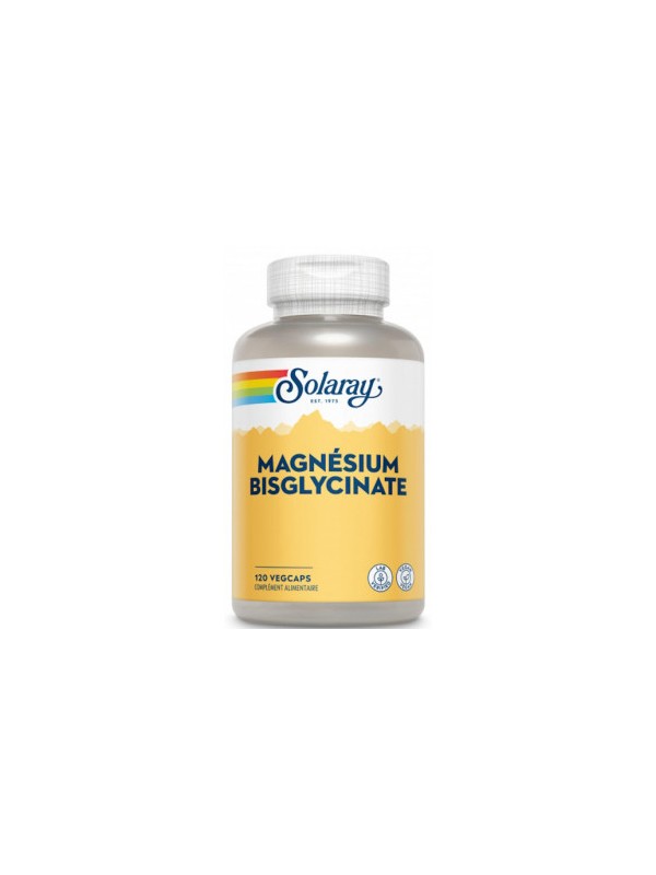 Bisglycinate de Magnésium 120 gélules Solaray aide à réduire la fatigue Herboristerie de paris