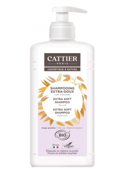 Shampoing extra doux lait d'avoine 1L Cattier Herboristerie de Paris aloe vera avoine lavande