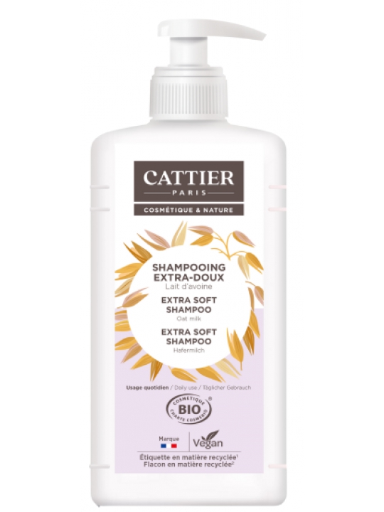 Shampoing extra doux lait d'avoine 1L Cattier Herboristerie de Paris aloe vera avoine lavande