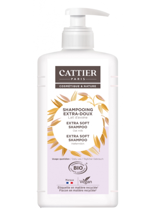 Shampoing extra doux lait d'avoine 1L Cattier Herboristerie de Paris aloe vera avoine lavande