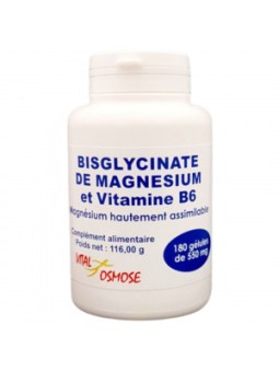 Bisglycinate de Magnésium et Vitamine B6 90 gélules Vital Osmose