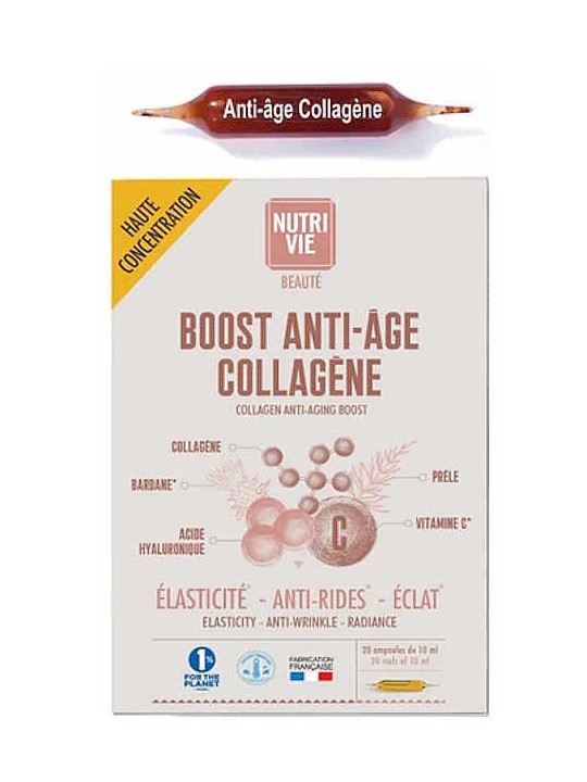 Complément alimentaire Boost Anti age collagène 20 ampoules Nutrivie collagène marin beauté  Herboristerie de paris