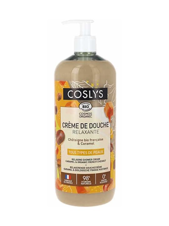 Crème de douche relaxante châtaigne caramel 1L Coslys gel douche relaxant bio Herboristerie de paris