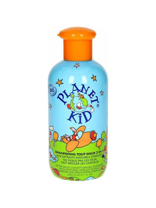 Shampoing Tout Doux 2 en 1 à l'Abricot 200ml Planet Kid ne pique pas les yeux  Herboristerie de Paris