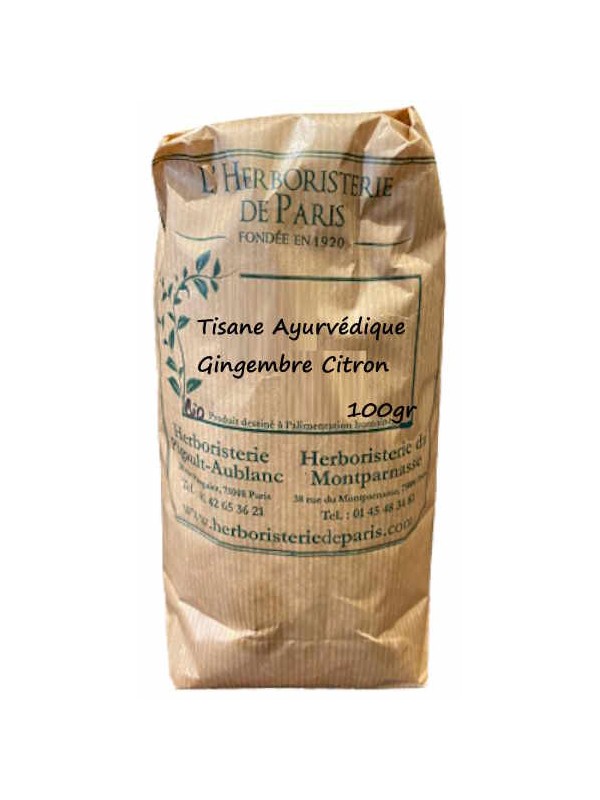Tisane Ayurvédique Gingembre Citron 100g Herboristerie de Paris Gingembre Citron Hibiscus Citronnelle Menthe Réglisse
