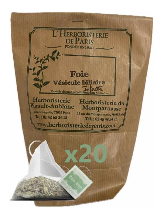 Tisane Foie Vésicule Biliaire 20 infusettes concentrées de 2gr Herboristerie de Paris tester et digérer !