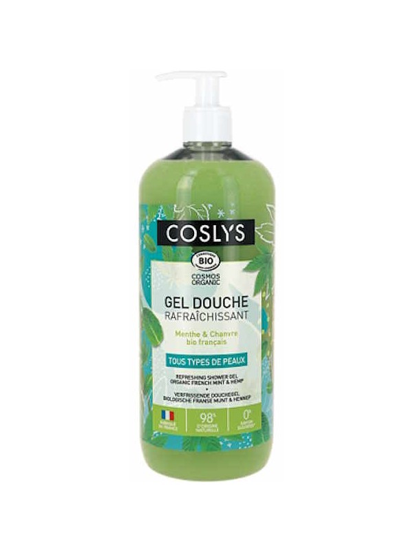 Gel douche rafraîchissant Menthe Chanvre 1 Litre Coslys aloe vera adoucissant Herboristerie de paris